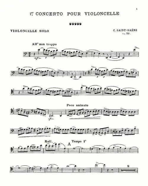 大提琴a小调第一大提琴协奏曲圣桑