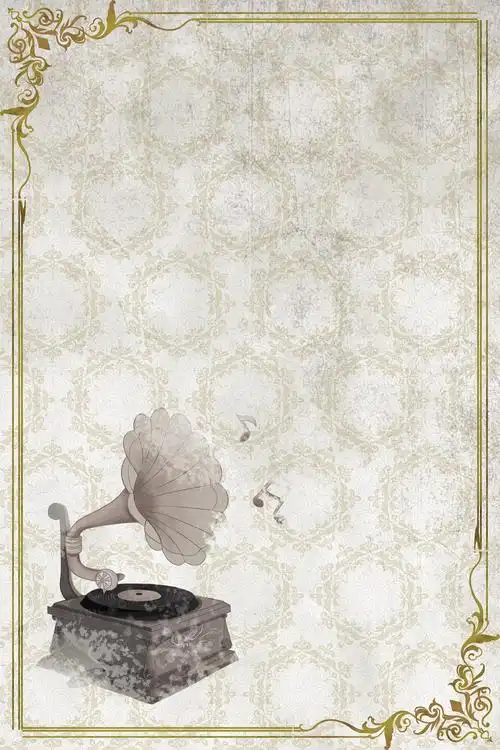 复古巴洛克风格唱片机创意合成背景