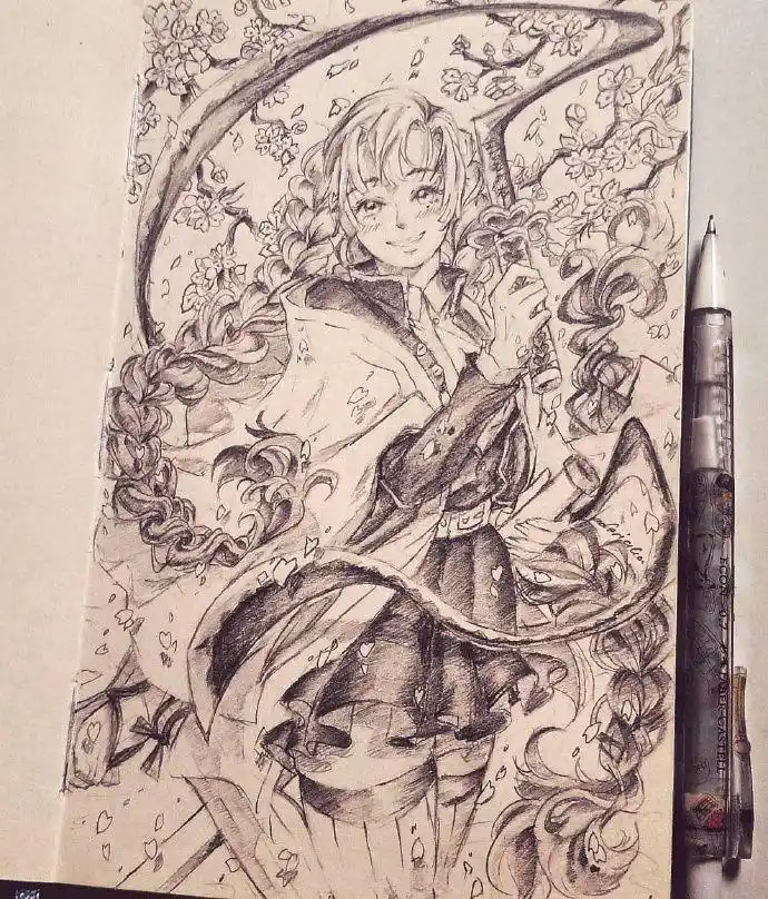 铅笔画动漫人物线稿图精致的动漫人物线稿作品