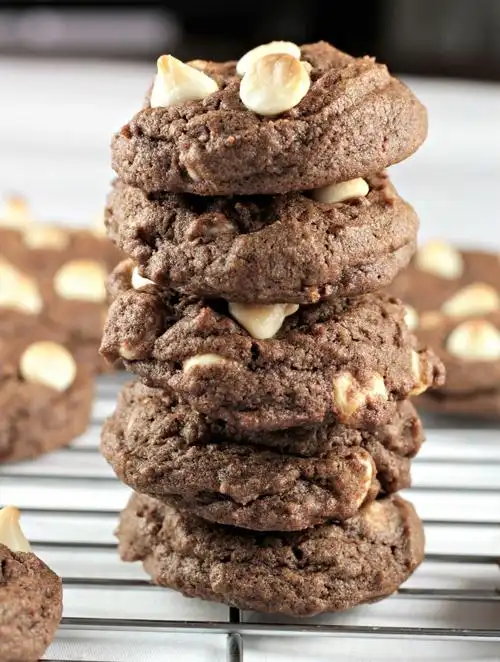 cookies feature a chocolate cookie with white chocolate chips