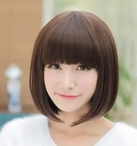 特价哑光假发女生短发齐刘海加长bobo头波波头沙宣头黑色棕色逼真