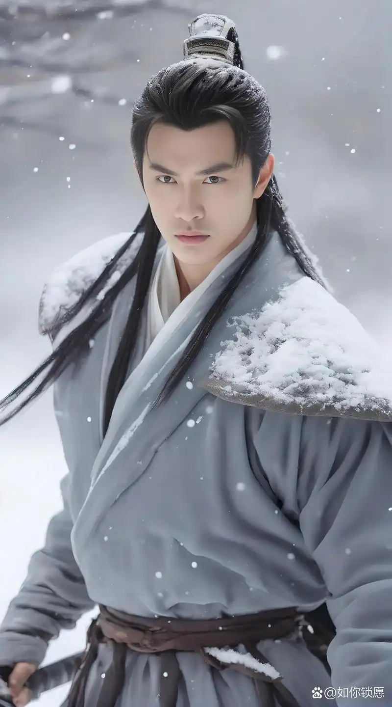 冬天的第一张照片#  "❄️寒风中,一位古装男子孓然独立,身穿