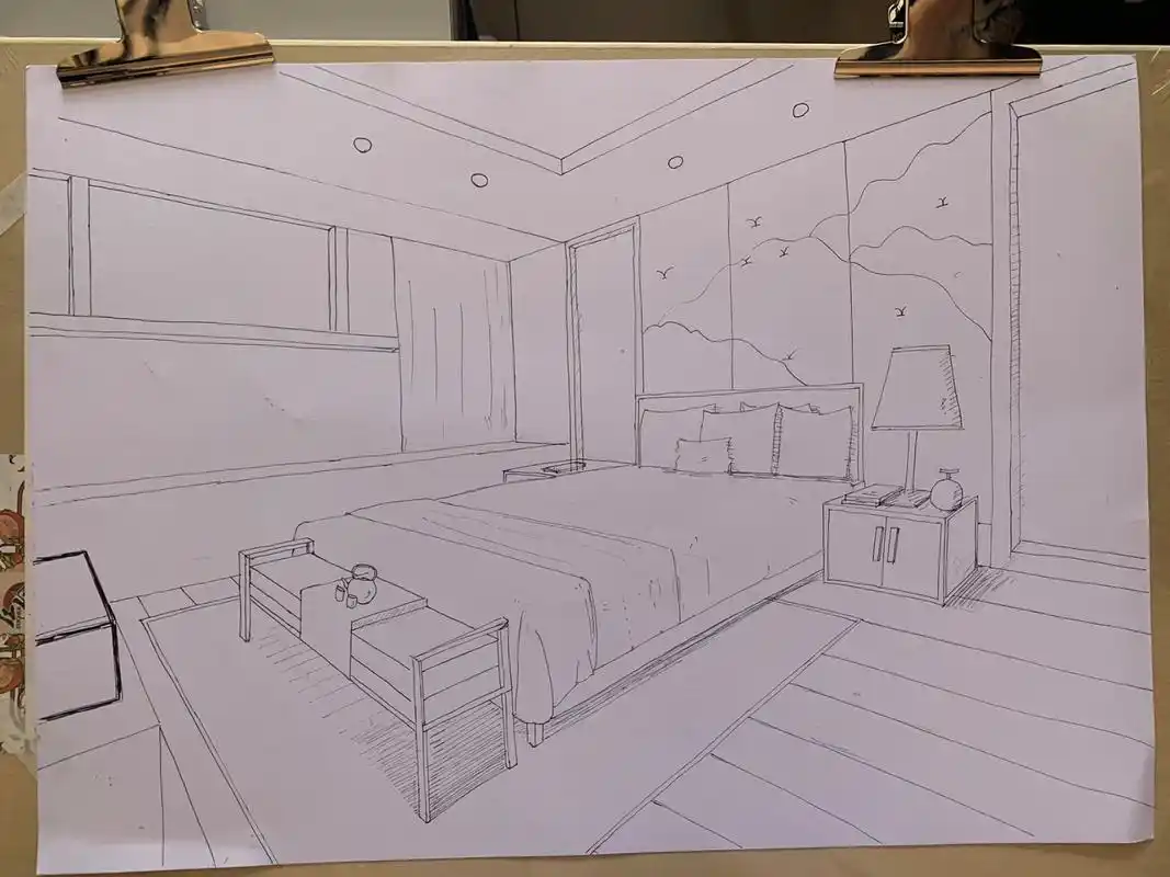 两点透视室内手绘来啦