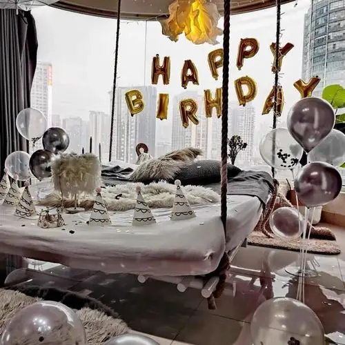 成人布置浪漫生日派对气球装饰男朋友房间背景墙气球