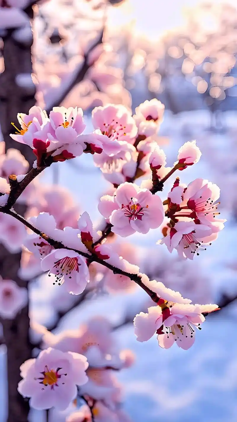 梅花爱雪雪不知,开在雪中做情痴, 芳心醉落三千瓣,片片香魂皆 - 抖音