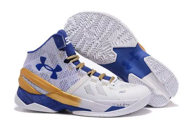under armour curry 库里2代 高帮时尚女生篮球鞋 白蓝黄