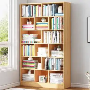 简易书架简约置物架落地卧室家用收纳储物柜子学生实木色小型书柜