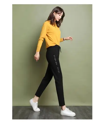 运动萝卜裤子女春季宽松休闲中年女士哈伦裤妈妈长裤大码春秋女裤