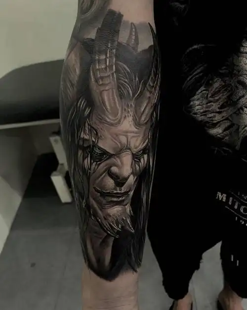 撒旦纹身图片_手臂欧美写实撒旦纹身图案