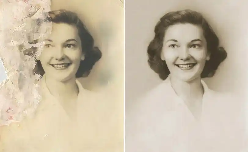 11张破损不堪的老照片修复,这才是真正的ps大师!不得不服啊