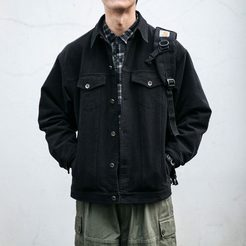 日系复古休闲翻领工装牛仔夹克男春秋款潮流休闲百搭修身外套上衣