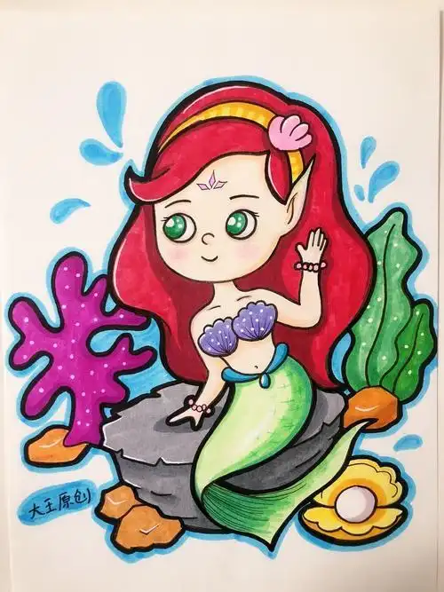 海的女儿简笔画儿童画