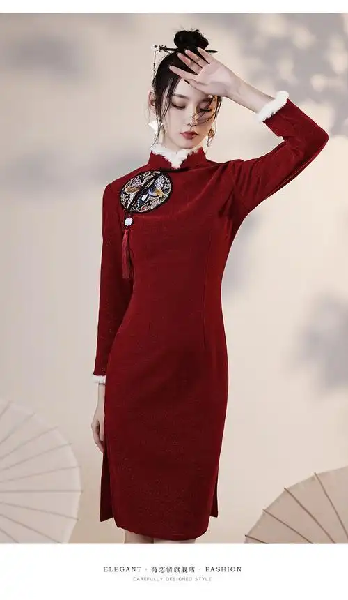 【中国风成人拜年服】红色新年旗袍女唐装拜年服女大人过年冬款加厚