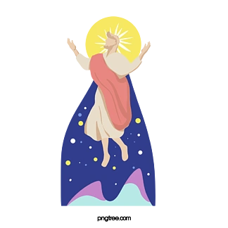 手绘卡通耶稣 i>升 /i> i>天 /i>图