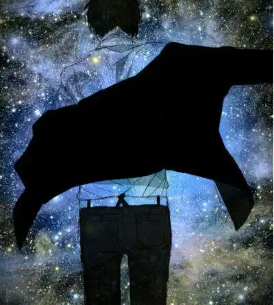 水彩画黑白星空