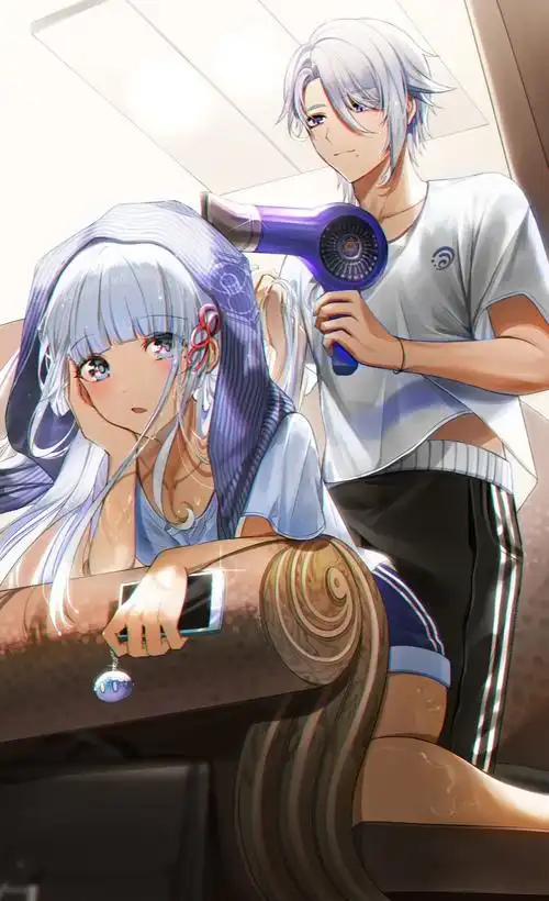 "我喜欢我哥哥帮我吹头发" t.