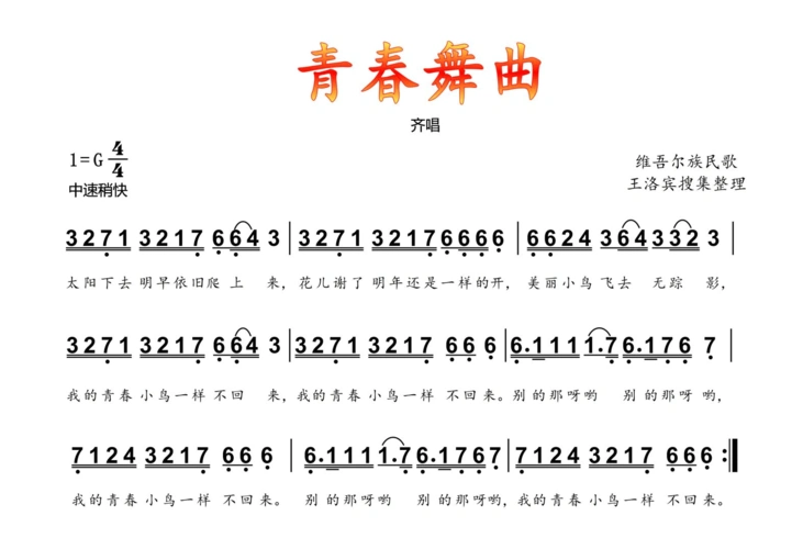 人音社音乐课件《青春舞曲》七年级下(简谱)