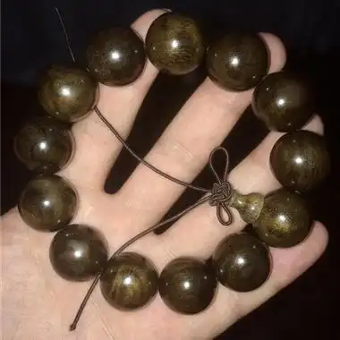 四川千年阴沉金丝楠乌木18精品手串影子波