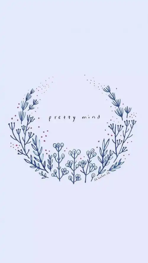 小清新手绘花环手机锁屏壁纸一