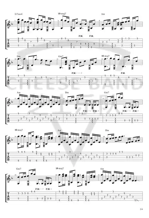 careless whisper指弹谱_sam李森茂版本_无心快语吉他独奏谱