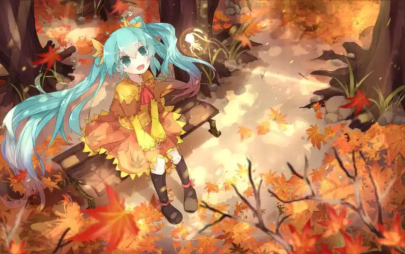 初音 秋插画图片壁纸