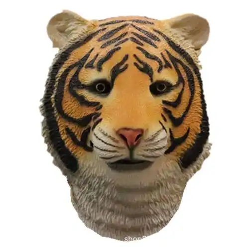 老虎动物头套面具万圣节恐怖搞笑搞怪直播表演道具华南虎mask