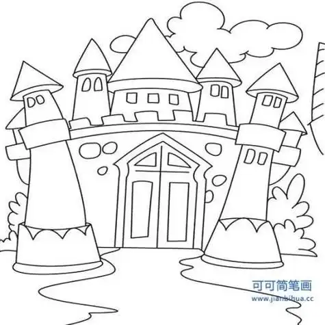 城堡建筑简笔画步骤图片大全儿童简笔画幼儿简笔画城堡的简笔画怎么画
