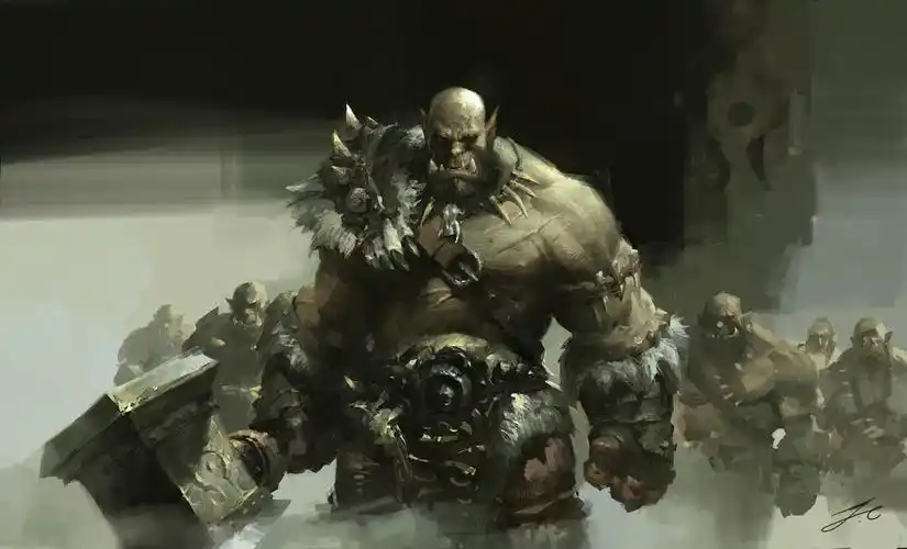 魔兽玩家原创画作分享手持毁灭之锤的奥格瑞姆