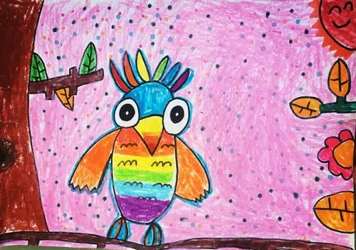 儿童画 花羽毛的鸟 7岁 by阁