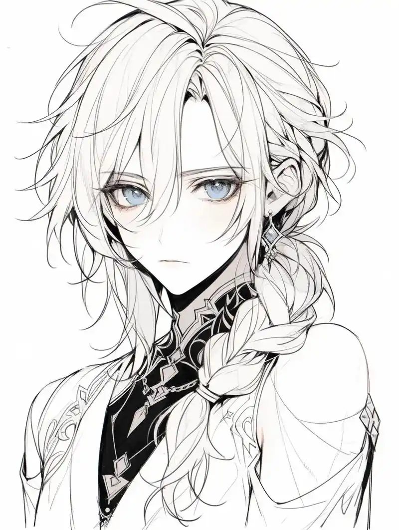 线稿分享～#热门 #动漫男头 #绘画 #线稿#mj - 抖音