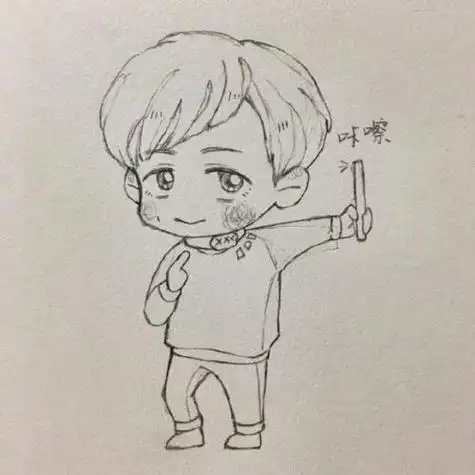 张艺兴q版简笔画铅笔画