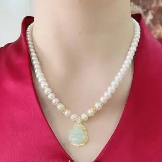 周大生淡水珍珠项链女妈妈款送婆婆送长辈中年人实精选珍珠古法银镶