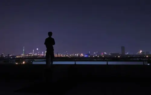 光怪陆离的城市 一个人孤独眺望 迷茫不前 无处可去 远处