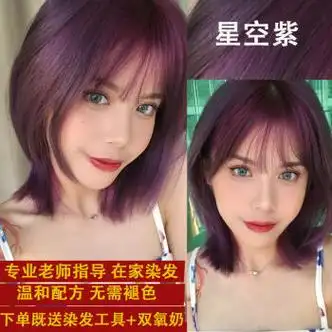 头发学生粉棕色网红潮色雾感星空紫网红潮色理发师一盒装齐耳短发发廊