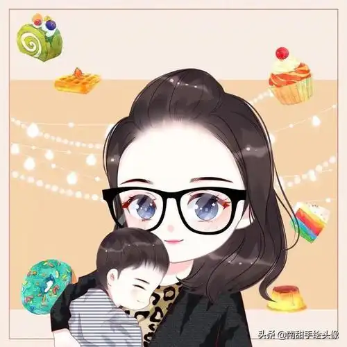 一家三口四口全家福手绘微信头像可爱又温馨