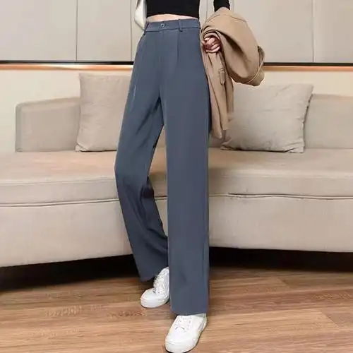 秋季新款休闲裤女长裤高腰直筒裤拖地裤女装西裤宿慕