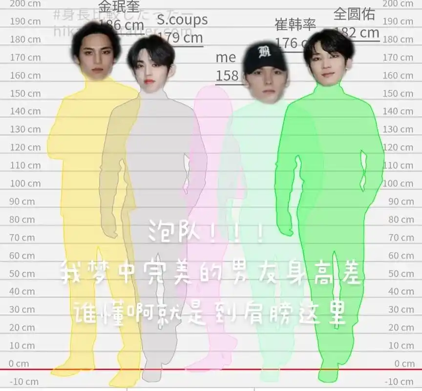 和seventeen全员身高差对比一览9999#seventeen @dou 小助手