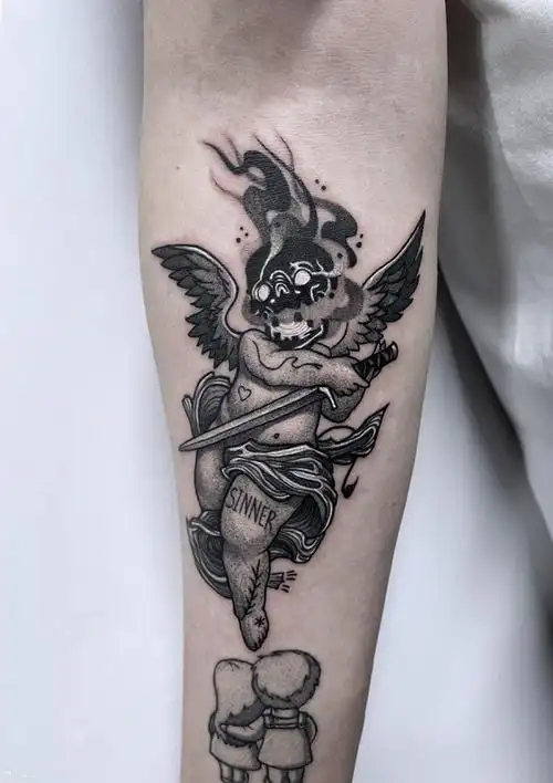 堕落天使_手臂欧美写实纹身图案大全 - 纹身大咖