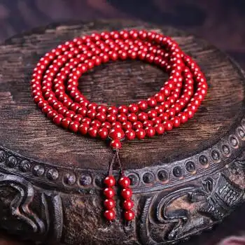 月石妃真朱砂多圈手链高含量紫金砂男女款本命年佛珠红色手串珠径5mm