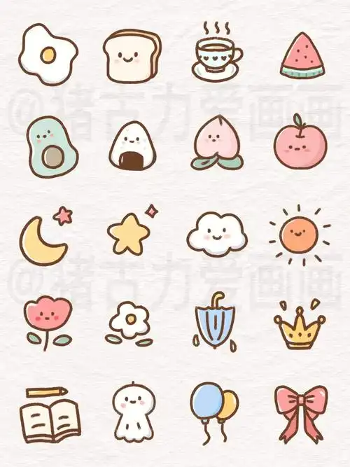 一组简简单单的小可爱简笔画有手就会画 超级简单快拿起画笔试试叭