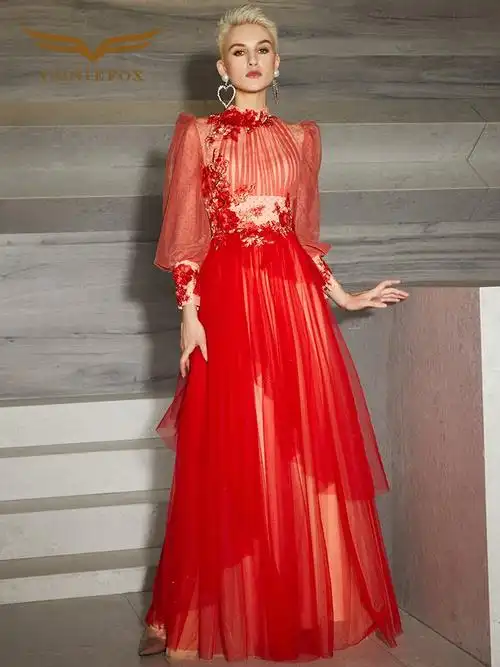 2020新款婚礼红色礼服敬酒服新娘订婚衣服女婚纱礼服连衣裙