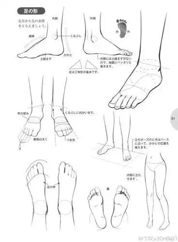 美女的脚丫子简笔画