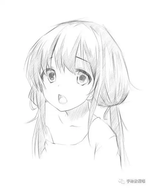 手绘教程教你画一个萌萌哒的撒娇的动漫女孩素描风格