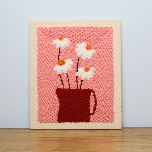 俄罗斯戳戳绣北欧花朵装饰画手工diy材料包毛线戳戳乐戳戳秀礼物