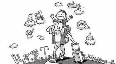 画手绘矢量元素全家一起去旅行简笔画有你便是最美的风景儿童画简笔画