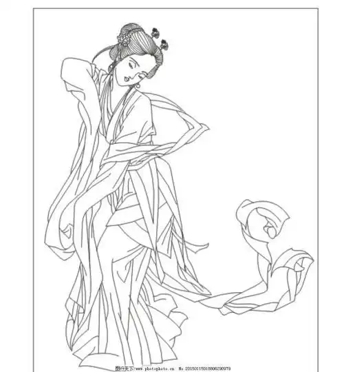 古代美女卡通人物简笔画