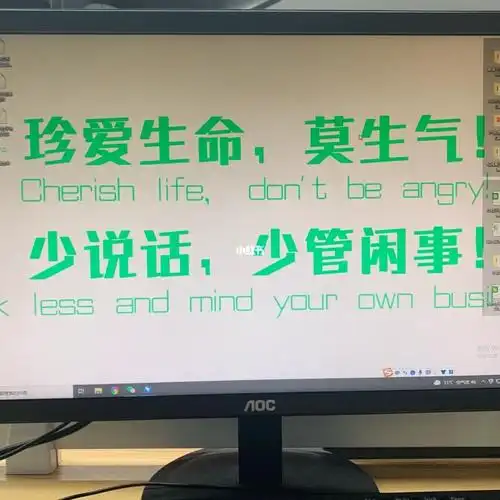 只能找弟弟做了一个电脑桌面03珍爱生命 莫生气 少管闲事 少说话 是