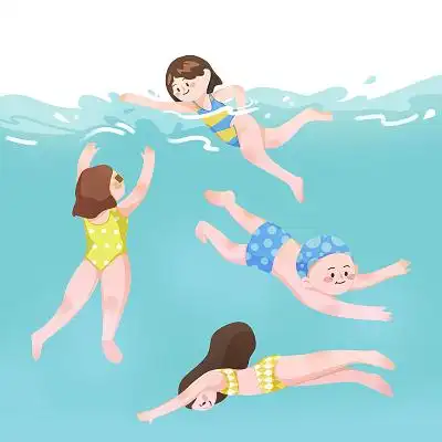 夏季海边夏令营玩水游泳夏季游泳培训班欢乐愉快