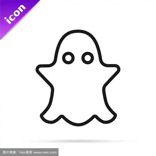 黑线幽灵图标孤立在白色背景