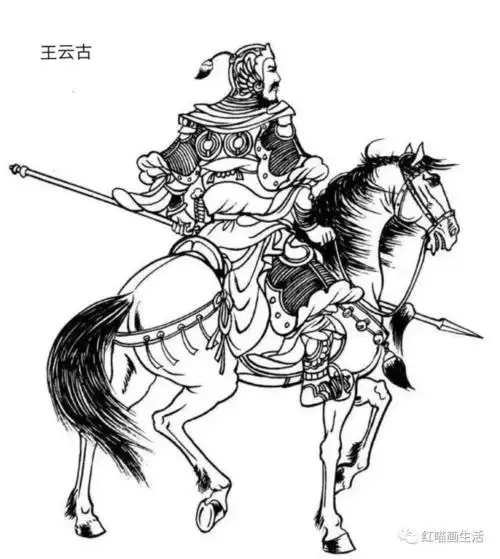 白描英姿飒爽马上将军